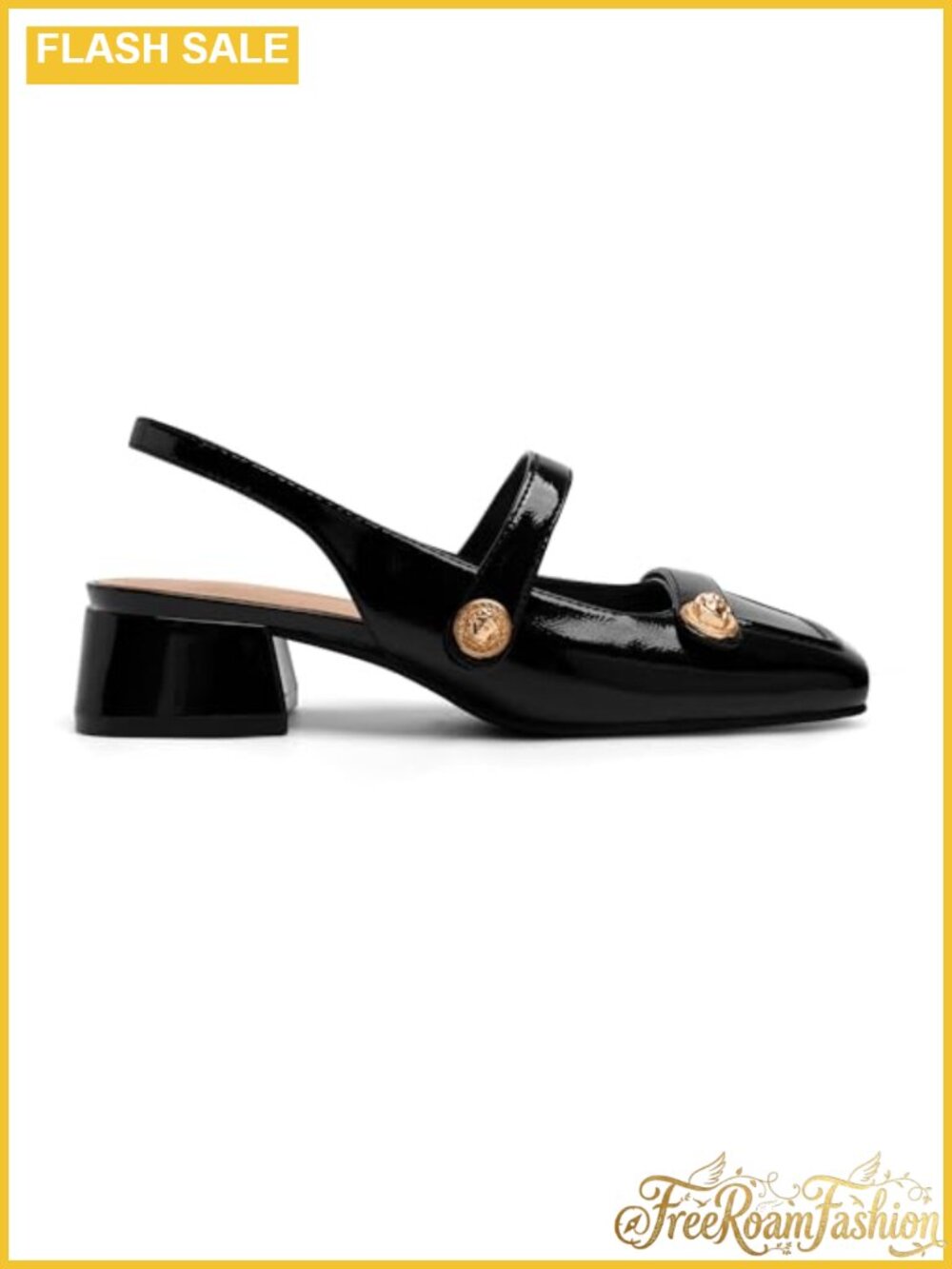 Faux Leather Slingback Mary Jane Low Block Heel Pumps Office Dressy Shoes
